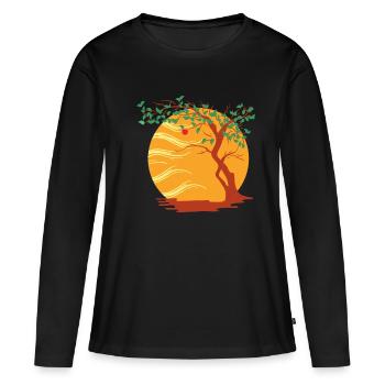 Temps d'automne automne début d'automne - T-shirt manches longues Premium bio Femme - noir - Devant - Julia (174cm)