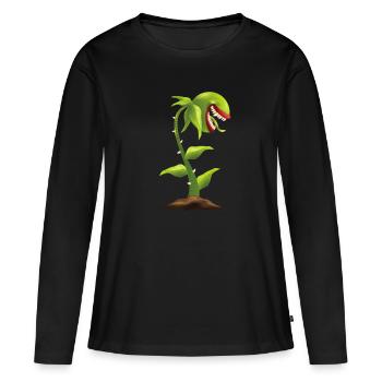 Plante carnivore - T-shirt manches longues Premium bio Femme - noir - Devant - Julia (174cm)