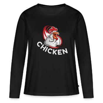 Poulet Poulet - T-shirt manches longues Premium bio Femme - noir - Devant - Julia (174cm)