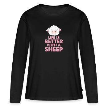 Sheep sheep sheep sheep lamb lambs gift - Women's Premium Organic Long Sleeve Shirt - black - Front - Julia (174cm)