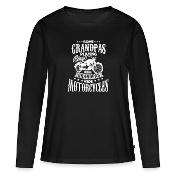 Motorrad Opa - Frauen Premium Bio Langarmshirt - Schwarz - Vorne - Julia (174cm)