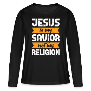 Jésus Christ - T-shirt manches longues Premium bio Femme - noir - Devant - Julia (174cm)