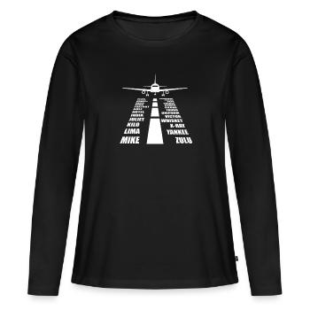 Pilot - Frauen Premium Bio Langarmshirt - Schwarz - Vorne - Julia (174cm)