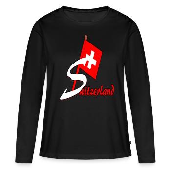 Schweiz Schweizer Switzerland - Frauen Premium Bio Langarmshirt - Schwarz - Vorne - Julia (174cm)