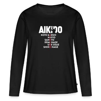 Aïkido - T-shirt manches longues Premium bio Femme - noir - Devant - Julia (174cm)