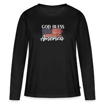Amérique - T-shirt manches longues Premium bio Femme - noir - Devant - Julia (174cm)