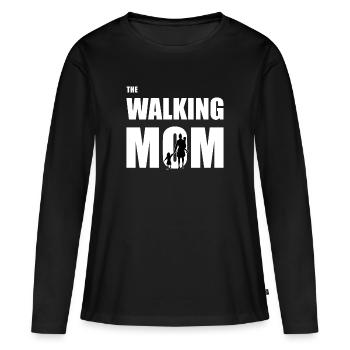 The walking mom - Mère Enfants Amour de mère - T-shirt manches longues Premium bio Femme - noir - Devant - Julia (174cm)