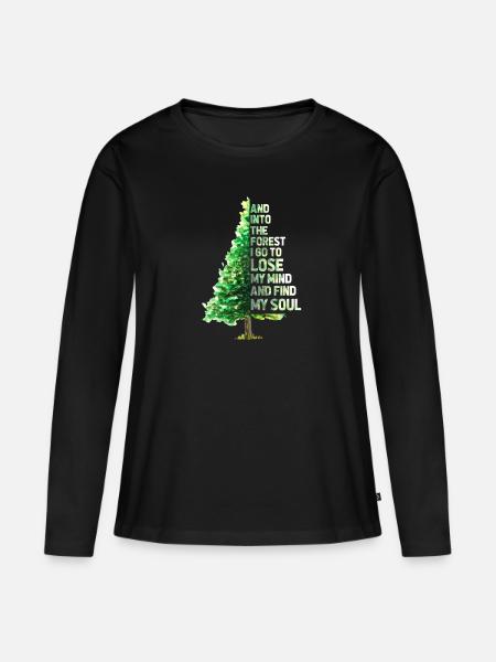 Wald - Frauen Premium Bio Langarmshirt - Schwarz