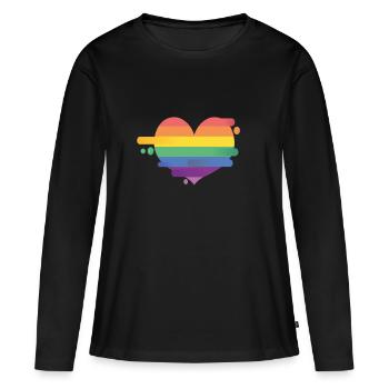 Rainbow Heart, coeur arc-en-ciel - T-shirt manches longues Premium bio Femme - noir - Devant - Julia (174cm)