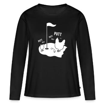 Putten Hühner auf dem Golfplatz - Frauen Premium Bio Langarmshirt - Schwarz - Vorne - Julia (174cm)