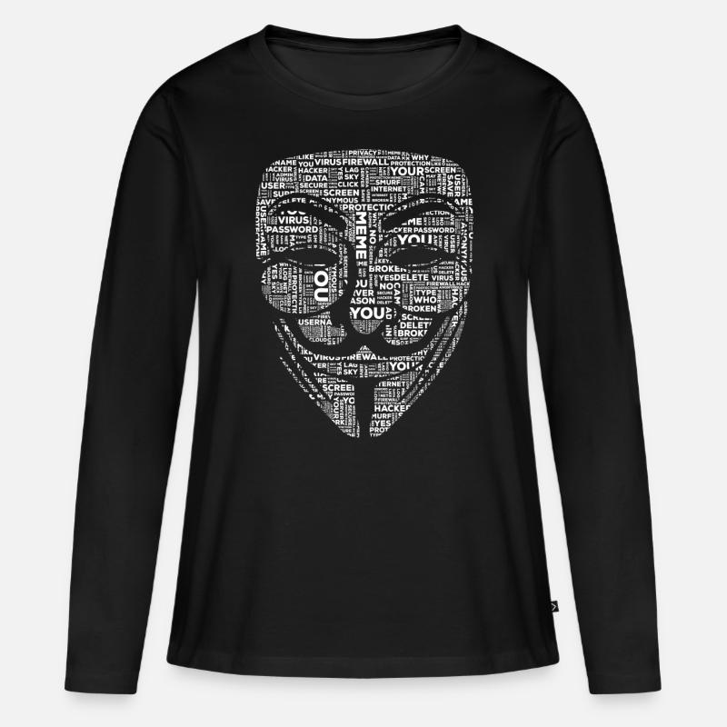 Anonymus Hacker - Frauen Premium Bio Langarmshirt - Schwarz