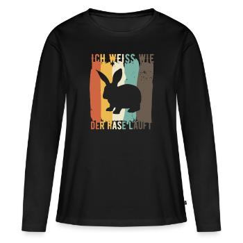 Je sais comment le lapin court les lapins en disant - T-shirt manches longues Premium bio Femme - noir - Devant - Julia (174cm)