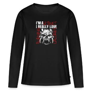 Ich bin ein Satanist. Ich liebe es wirklich, Kalorien zu verbrennen - Frauen Premium Bio Langarmshirt - Schwarz - Vorne - Julia (174cm)
