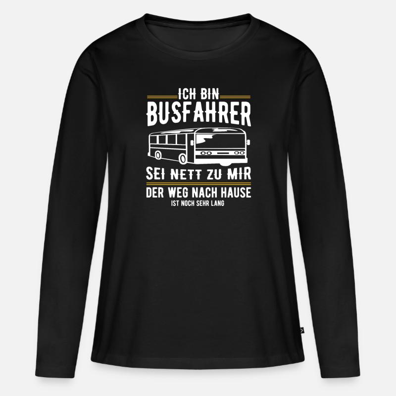Ich bin Busfahrer - Frauen Premium Bio Langarmshirt - Schwarz