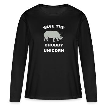 Speichern Sie das mollige Einhorn - Frauen Premium Bio Langarmshirt - Schwarz - Vorne - Julia (174cm)