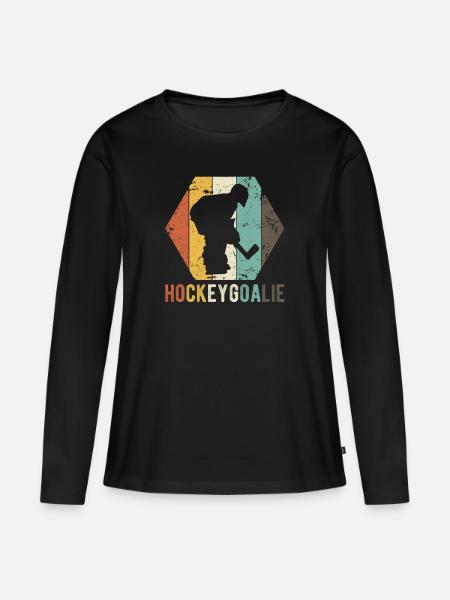 Retro hockey goalie hockey goalie - Women's Premium Organic Long Sleeve Shirt - black