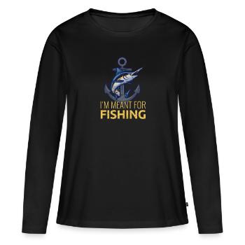 Je suis destiné à la pêche - T-shirt manches longues Premium bio Femme - noir - Devant - Julia (174cm)