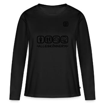 Die ALLESKÖNNERIN ! Mama Partygirl Gamerin Köchin - Frauen Premium Bio Langarmshirt - Schwarz - Vorne - Julia (174cm)