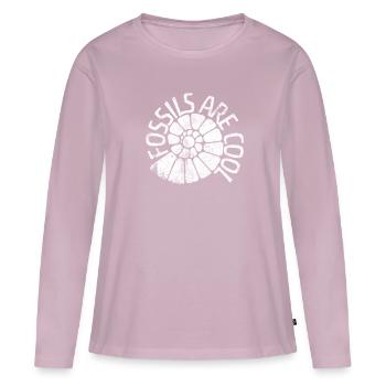 Les fossiles sont cool - T-shirt manches longues Premium bio Femme - rose poudré - Devant - Julia (174cm)