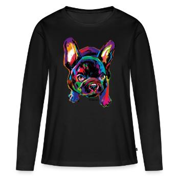 Chien coloré PD Moreno - T-shirt manches longues Premium bio Femme - noir - Devant - Julia (174cm)