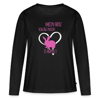 Mein Herz Schlägt Nicht Es Hoppelt - Frauen Premium Bio Langarmshirt - Schwarz - Vorne - Julia (174cm)