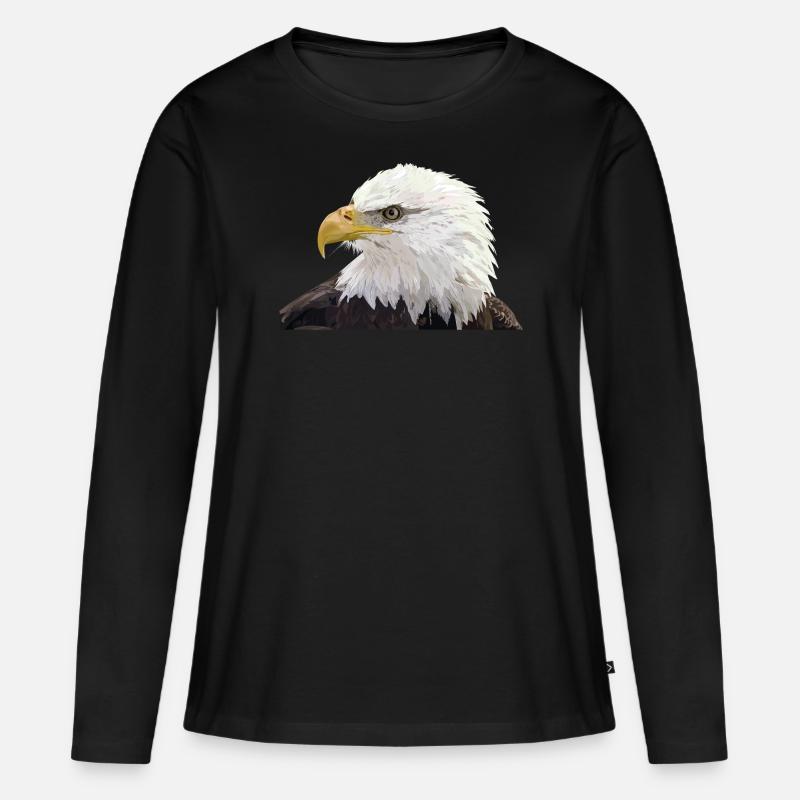 Weißkopfseeadler - Frauen Premium Bio Langarmshirt - Schwarz