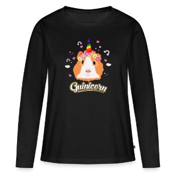 Costume de licorne de cochon d'Inde Guinée - T-shirt manches longues Premium bio Femme - noir - Devant - Julia (174cm)
