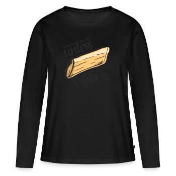 Cadeau de farine de spaghetti de pâte de nouilles de pâtes - T-shirt manches longues Premium bio Femme - noir - Devant - Julia (174cm)