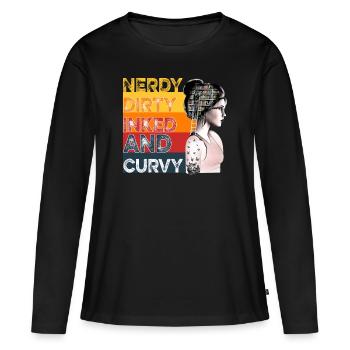 Ringard sale encré et curvy - T-shirt manches longues Premium bio Femme - noir - Devant - Julia (174cm)