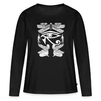 Auge des Horus Pharao Ägypten Glücksbringer - Frauen Premium Bio Langarmshirt - Schwarz - Vorne - Julia (174cm)