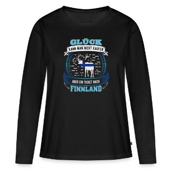 Glück Kann Man Nicht Kaufen Ein Ticket Finnland - Frauen Premium Bio Langarmshirt - Schwarz - Vorne - Julia (174cm)