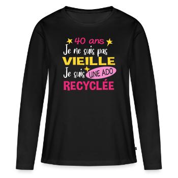 40 ans anniversaire maman. Fête des Mères humour - T-shirt manches longues Premium bio Femme - noir - Devant - Julia (174cm)