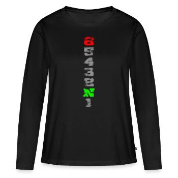 1N23456 used look - T-shirt manches longues Premium bio Femme - noir - Devant - Julia (174cm)