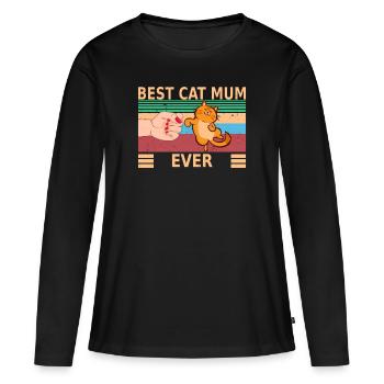 Cat Friend - Best Cat Mum Ever - Women's Premium Organic Long Sleeve Shirt - black - Front - Julia (174cm)