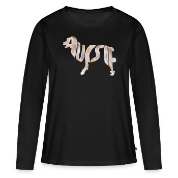 Aussie Red Merle - T-shirt manches longues Premium bio Femme - noir - Devant - Julia (174cm)