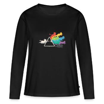 PRISMA RAINBOW CATS - Frauen Premium Bio Langarmshirt - Schwarz - Vorne - Julia (174cm)