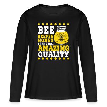 Bee Keeper Honey Amazing Quality Apiculture Abeille - T-shirt manches longues Premium bio Femme - noir - Devant - Julia (174cm)