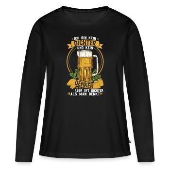 Ich bin kein Dichter und Denker aber oft dichter - Frauen Premium Bio Langarmshirt - Schwarz - Vorne - Julia (174cm)