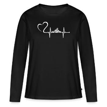 Kart course rythme cardiaque - T-shirt manches longues Premium bio Femme - noir - Devant - Julia (174cm)