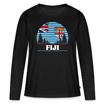 Fidji - T-shirt manches longues Premium bio Femme - noir - Devant - Julia (174cm)