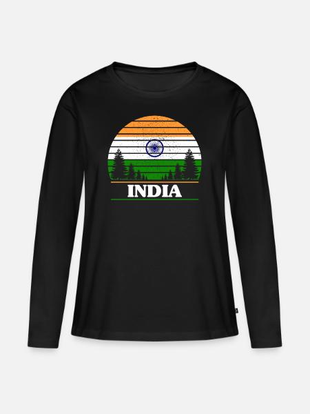 Indien - Frauen Premium Bio Langarmshirt - Schwarz