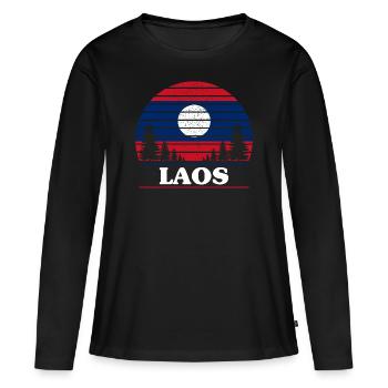 Laos - T-shirt manches longues Premium bio Femme - noir - Devant - Julia (174cm)
