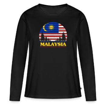 Malaysia - Frauen Premium Bio Langarmshirt - Schwarz - Vorne - Julia (174cm)