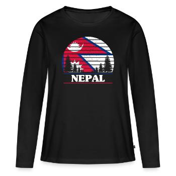 Nepal - T-shirt manches longues Premium bio Femme - noir - Devant - Julia (174cm)