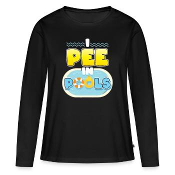 Ich pinkle in Pools - Frauen Premium Bio Langarmshirt - Schwarz - Vorne - Julia (174cm)