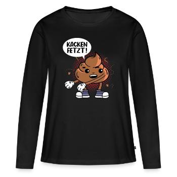 Kacken Fetzt - Frauen Premium Bio Langarmshirt - Schwarz - Vorne - Julia (174cm)