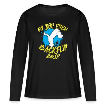 Est-ce que vous même Backflip Bro Reverse Somersault - T-shirt manches longues Premium bio Femme - noir - Devant - Julia (174cm)