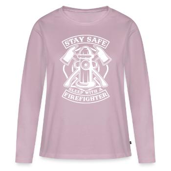 Assurez-vous de dormir avec un pompier - T-shirt manches longues Premium bio Femme - rose poudré - Devant - Julia (174cm)