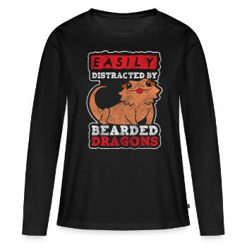 Echse Echsen Eidechse - Frauen Premium Bio Langarmshirt - Schwarz - Vorne - Julia (174cm)