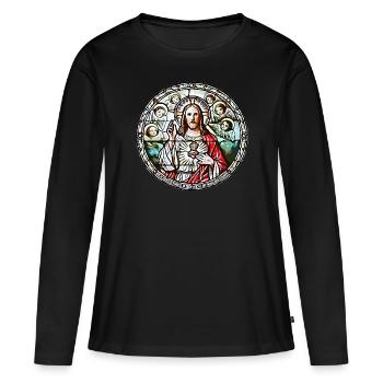 SACRÉ-CŒUR DE JÉSUS - T-shirt manches longues Premium bio Femme - noir - Devant - Julia (174cm)